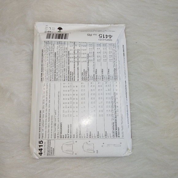 Simplicity 4415 Misses blouse in 5 styles w/optional self tie. Sz 14-22 - Picture 5 of 5